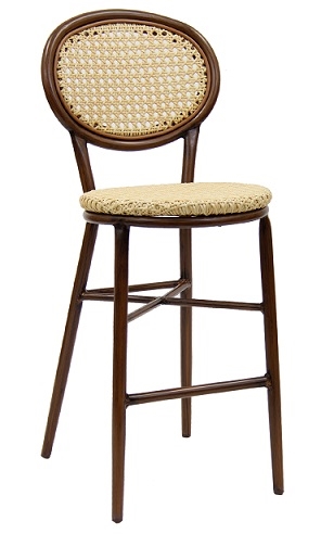 Brown Cane Weave Rattan Outdoor Bar Stool