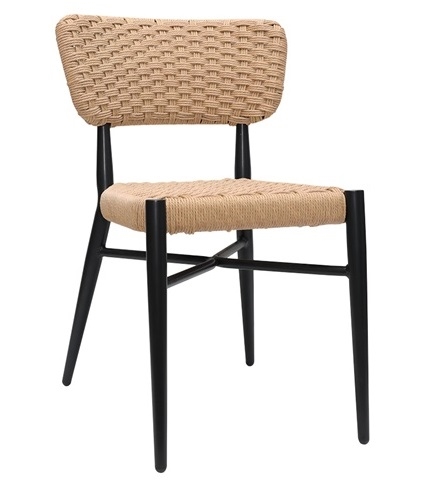 Natural Rope Patio Chair with Black Frame