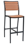 Teak Natural Slat Outdoor Bar Stool with Black Frame