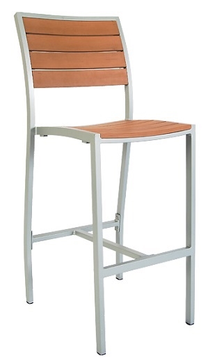 Teak Synthetic Teak Slat Wood Side Bar Stool with Grey Finish @ affordable price