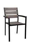 Teak Brown  Arm Chair Black Steel Frame