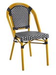 Rattan Chair with Yellow  Frame w/ Black and White Chair Braid Trim