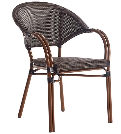 Rattan  Brown Mesh Tweed Outdoor Arm Chair