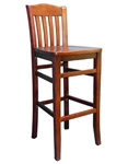 Vertical Back Wood Commercial Pub Bar Stool