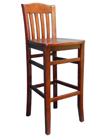 Vertical Back Wood Commercial Pub Bar Stool